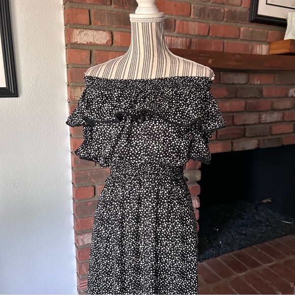 MISA Los Angeles Estefania Off-Shoulder Polka Dot Midi Dress in Black Sz XS - Picture 5 of 12
